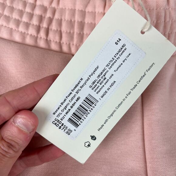 Pact Courtside Fleece Split Ankle Wide Leg Sweatpants Blush Posey Women's M NWT - Picture 4 of 10